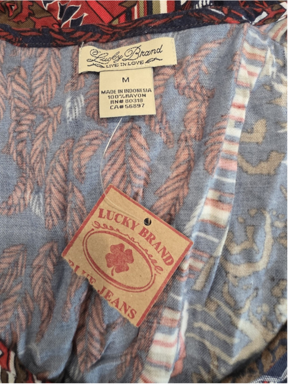 Lucky Brand NWT Patchwork Print Sleeveless Tie Waist Sz M Dress Boho Rayon - Picture 10 of 11